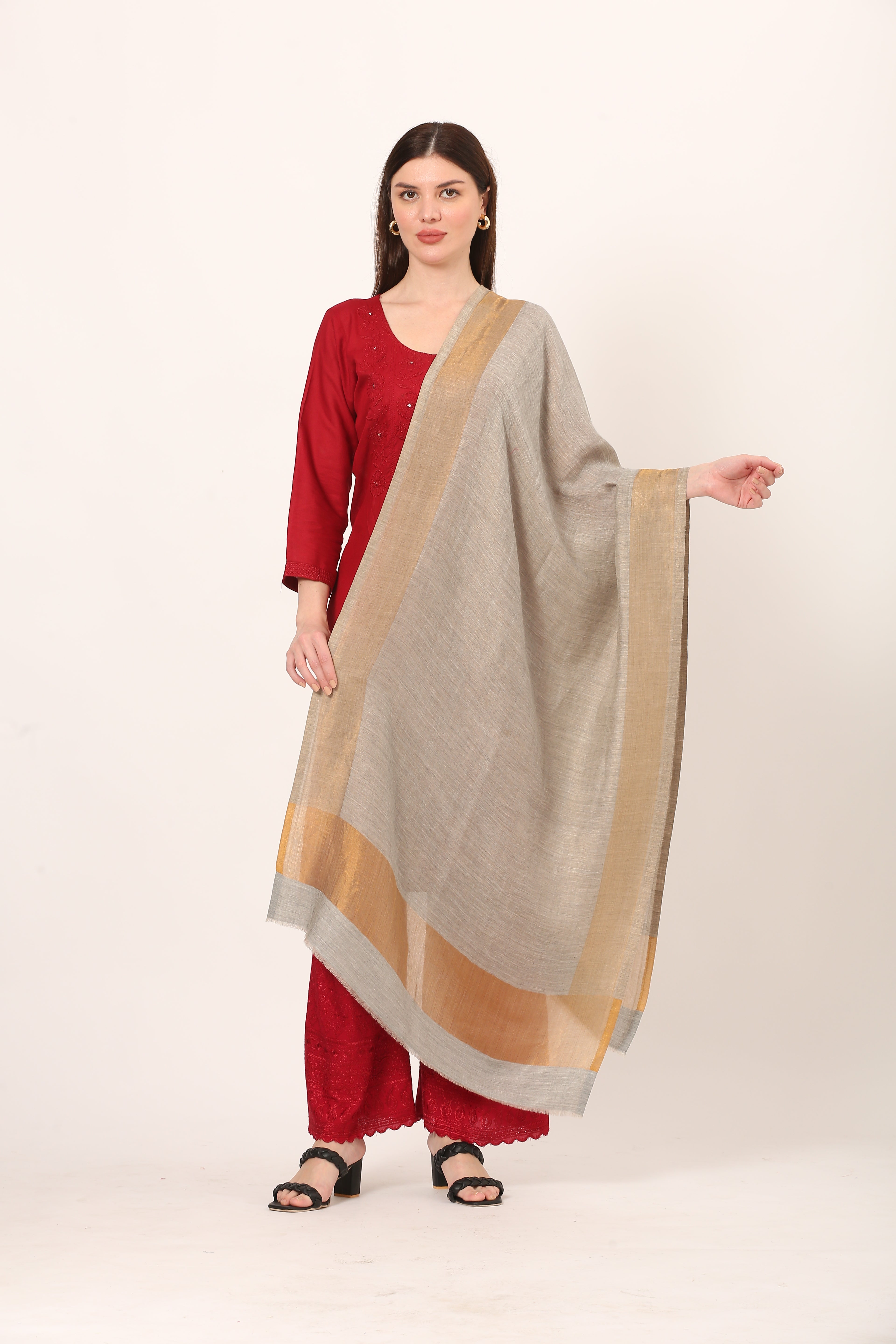 zari lite wool stole