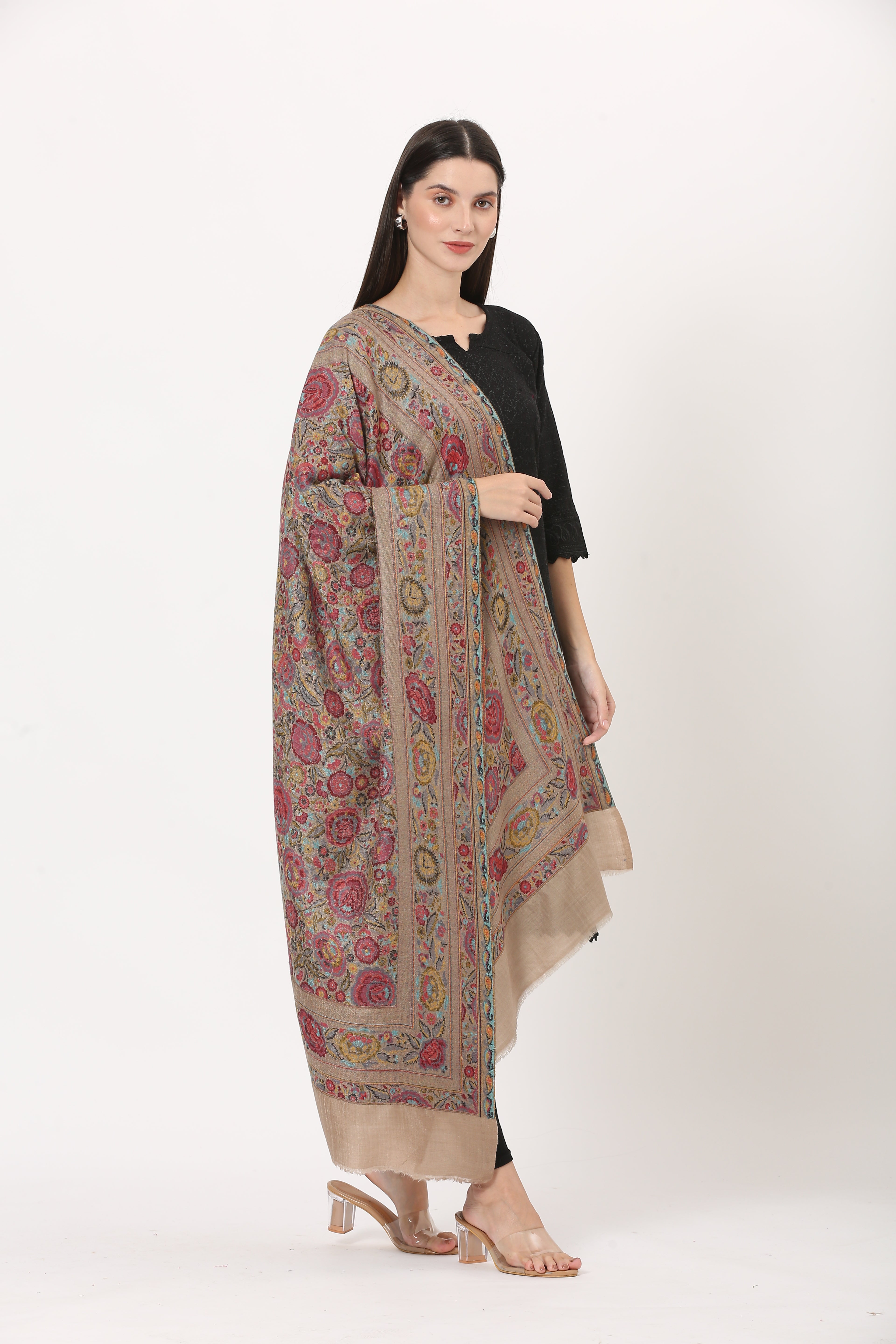 kani weave floral stole