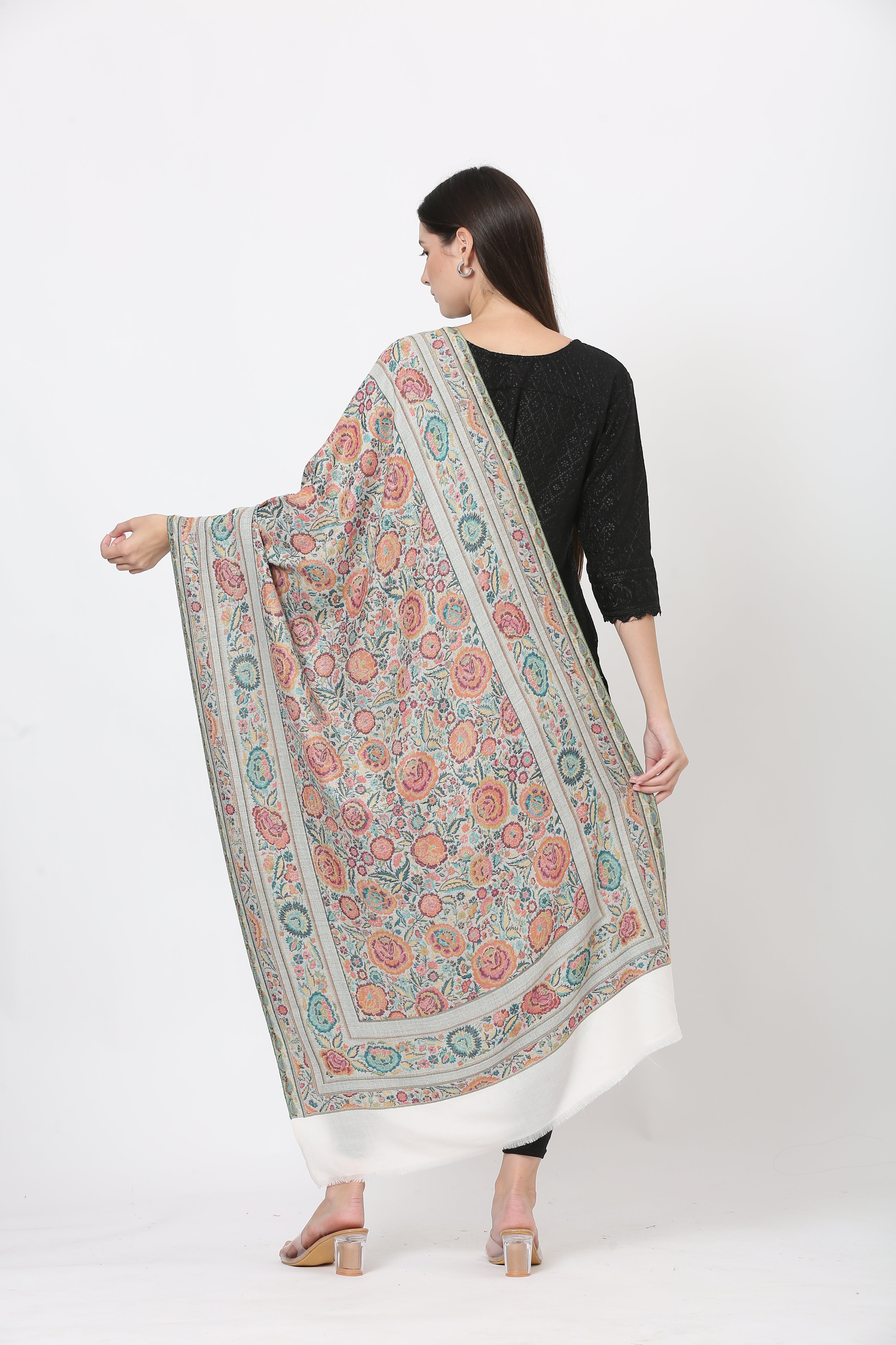 kani weave floral stole