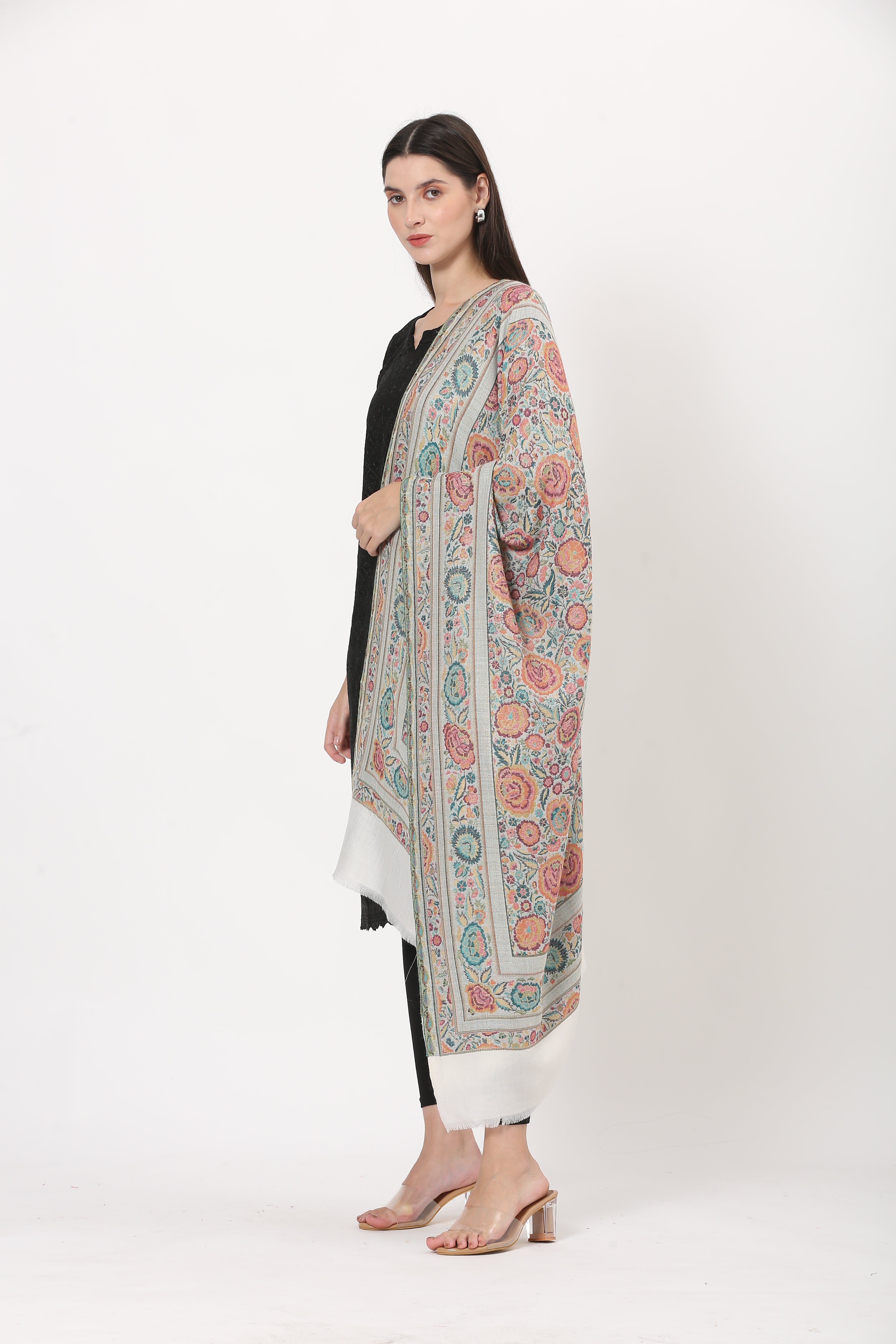 kani weave floral stole