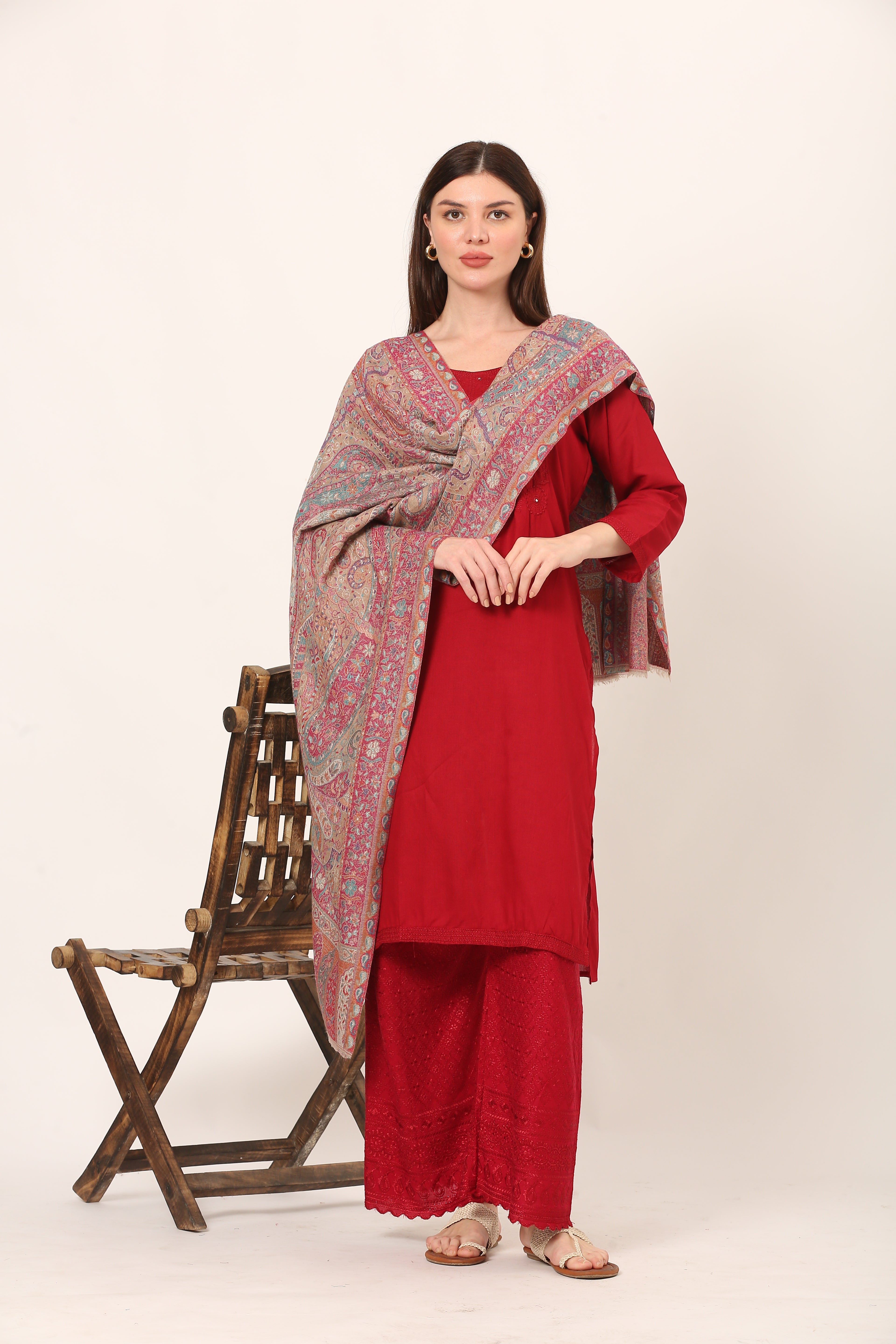 kani weave floral stole