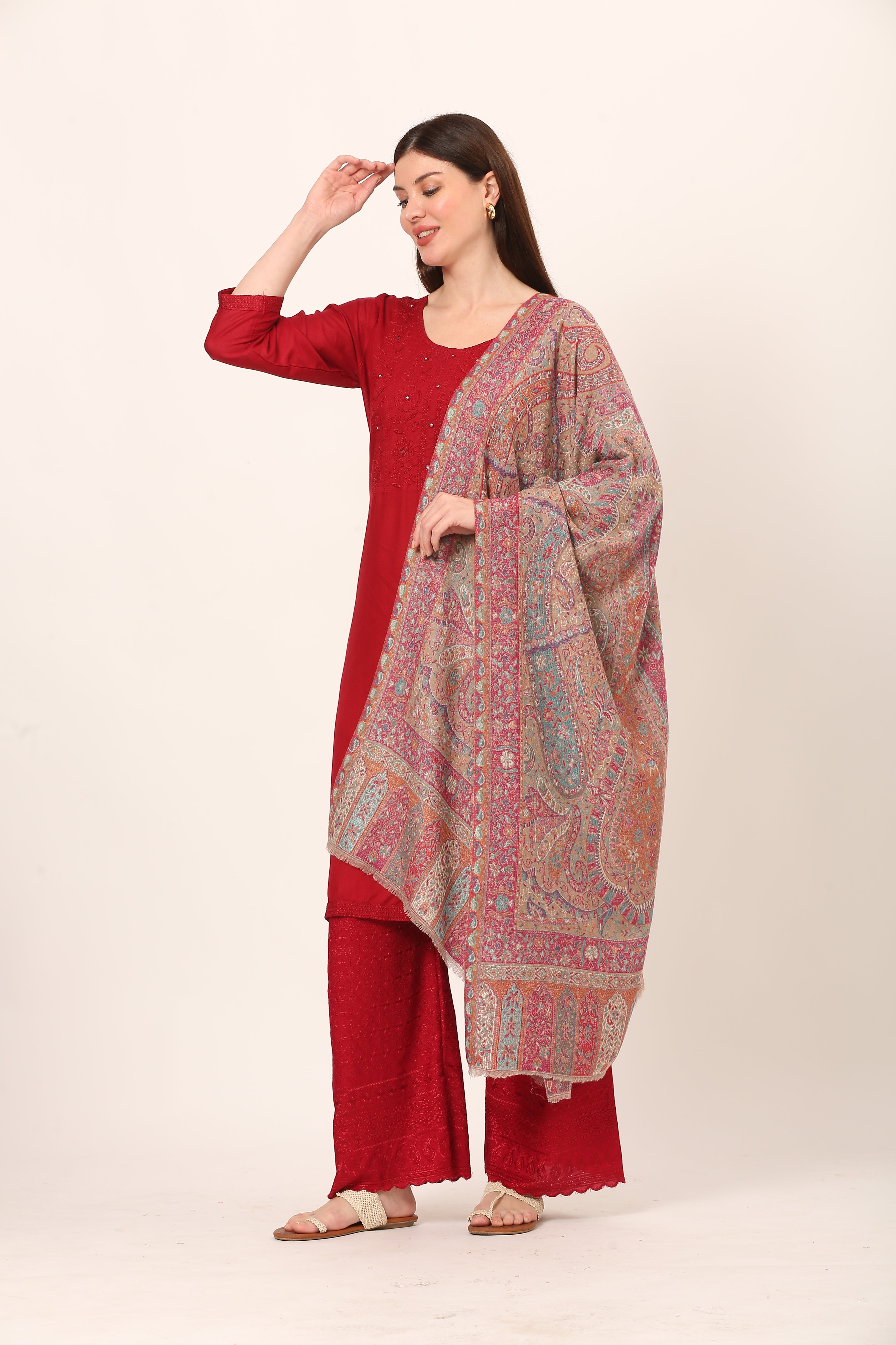 kani weave floral stole