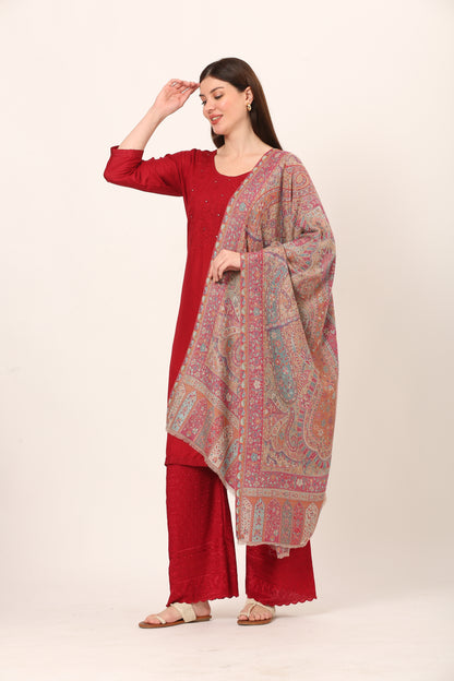 kani weave floral stole