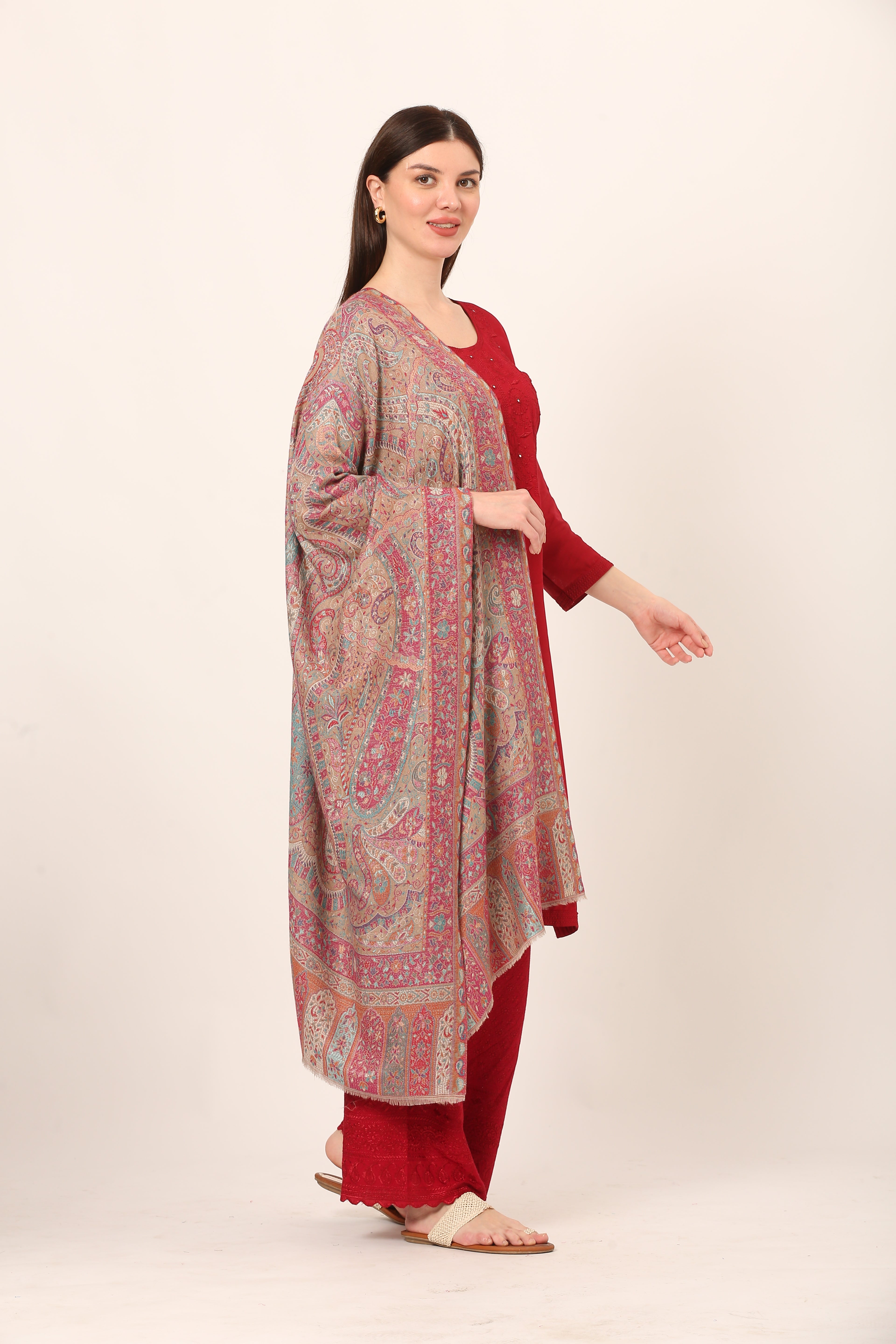 kani weave floral stole